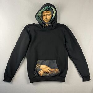 Louvre Mona‎ Lisa Hoodie Adult XL Black Leonardo da Vinci Art Paris Sweatshirt